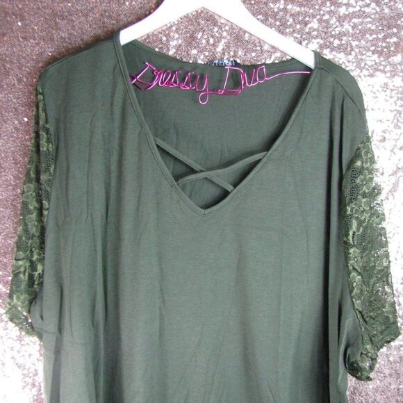 NWT BloomChic green lace sleeve t shirt 26/4X - Picture 6 of 12